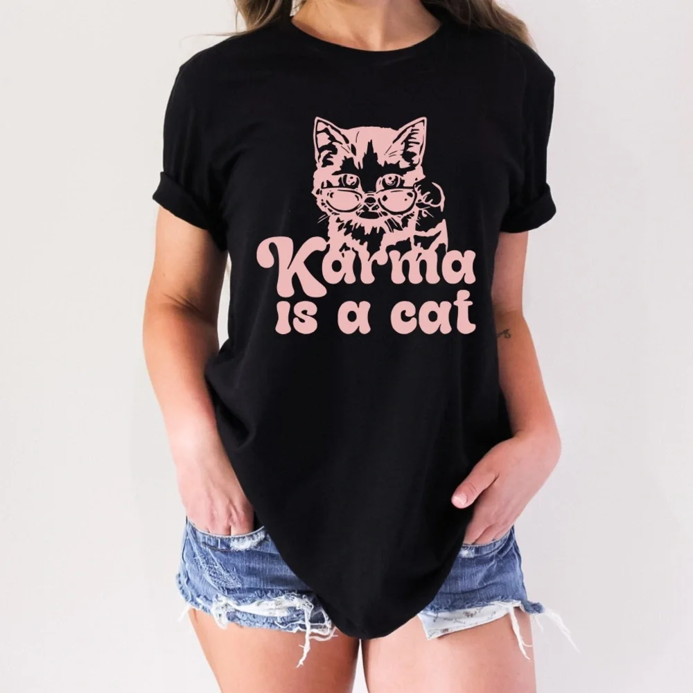 Karma Black Cat Graphic T-Shirt